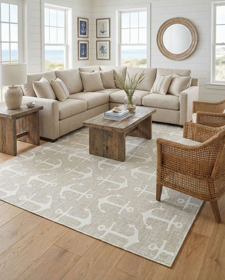 10' x 10' Easy-Clean Coastal Indoor / Outdoor Square Rug