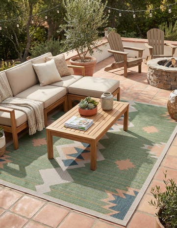 Green Easy-Clean Baja Indoor / Outdoor Rug