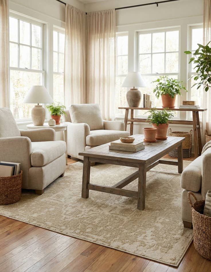 Detail image of 7' 10 x 7' 10  Washable Traditional Indoor / Outdoor Square Rug