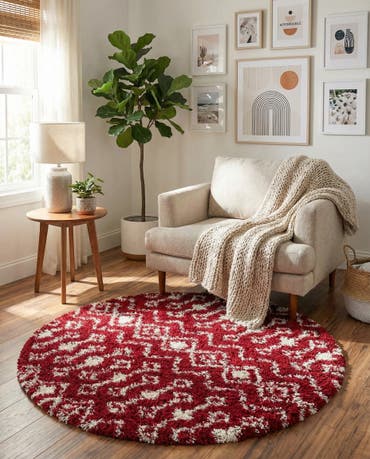  3' x 3' Moroccan Trellis Shag Round Rug