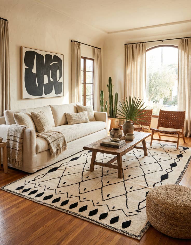 Detail image of  6' 7 x 10' 6  Hand Knotted Moroccan Wool Rug