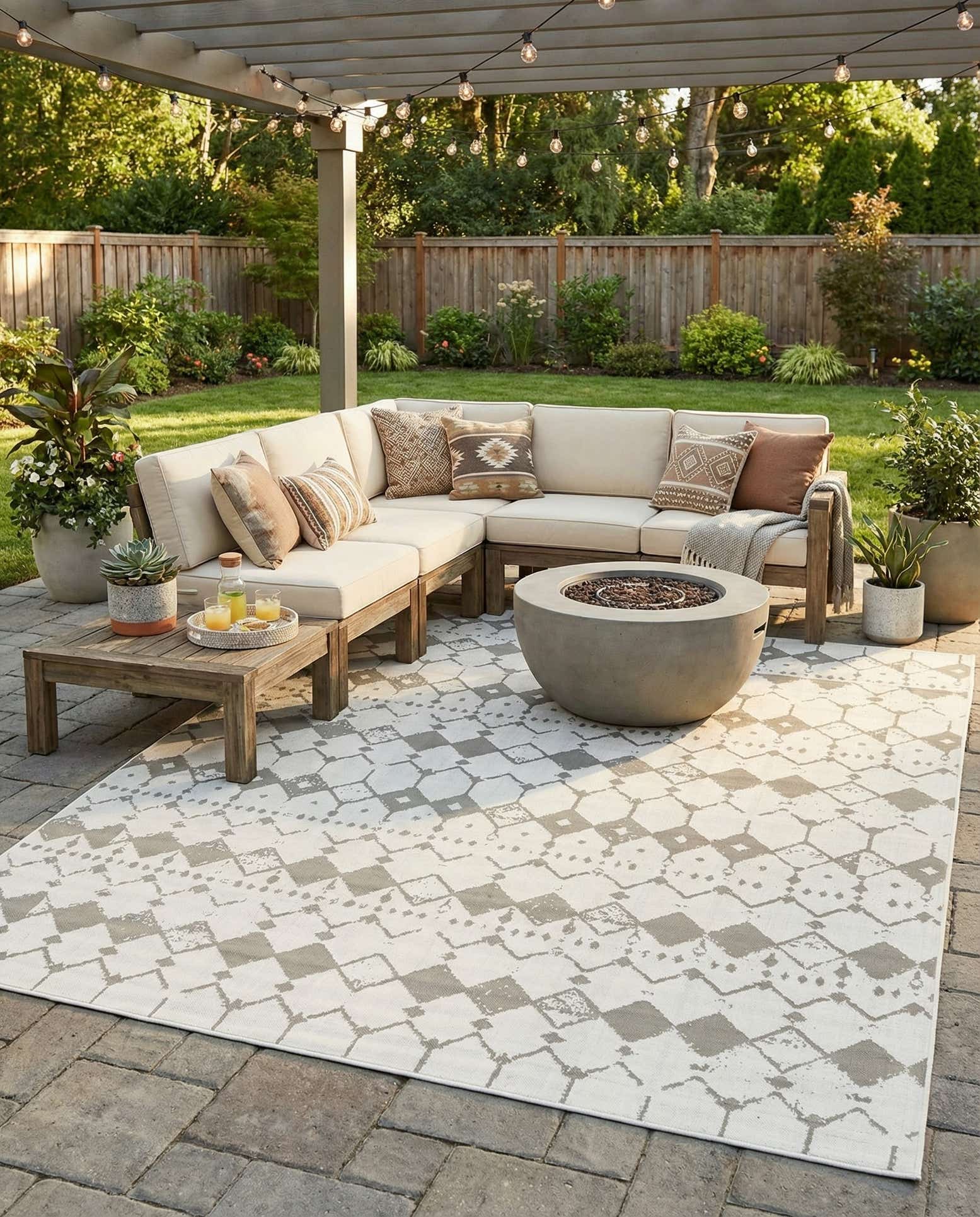 9' x 12' Easy-Clean Lattice Indoor / Outdoor Rug