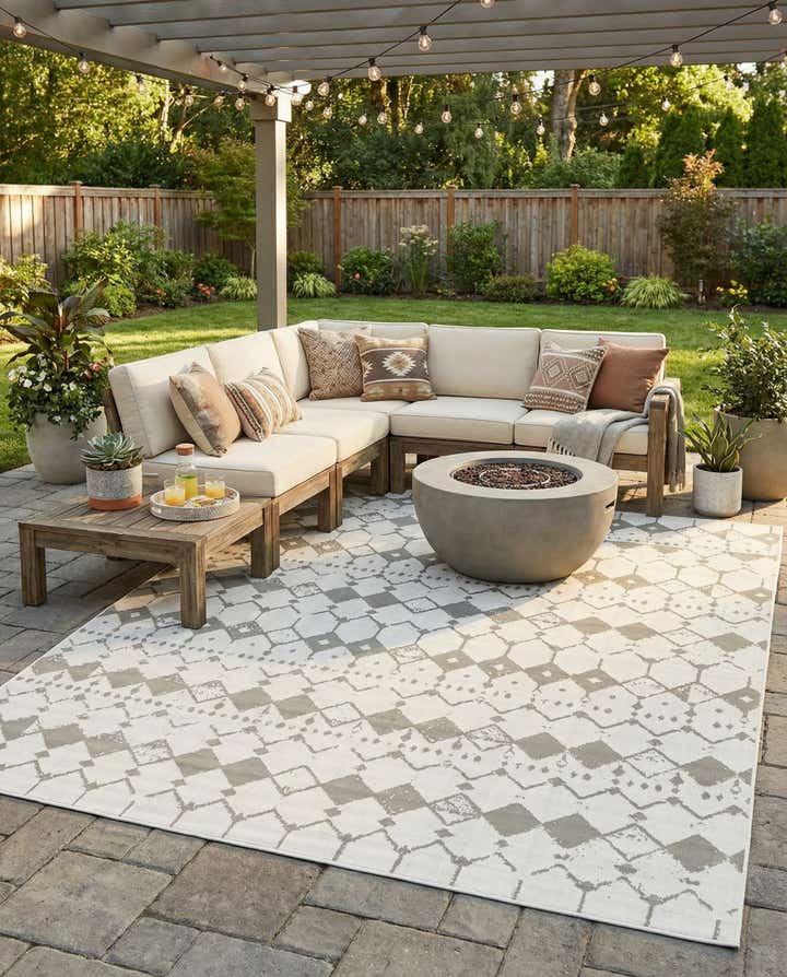 9' x 12' Easy-Clean Lattice Indoor / Outdoor Rug