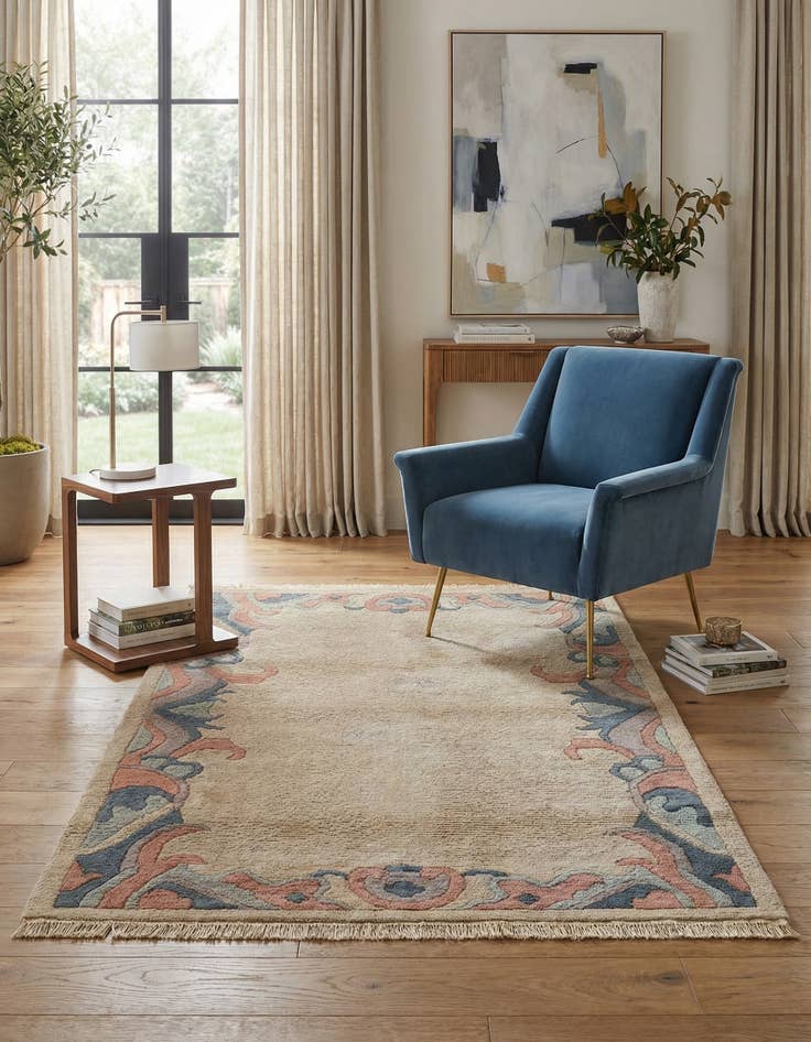 Detail image of  4' x 5' 10  Hand Knotted Nepal Wool Rug