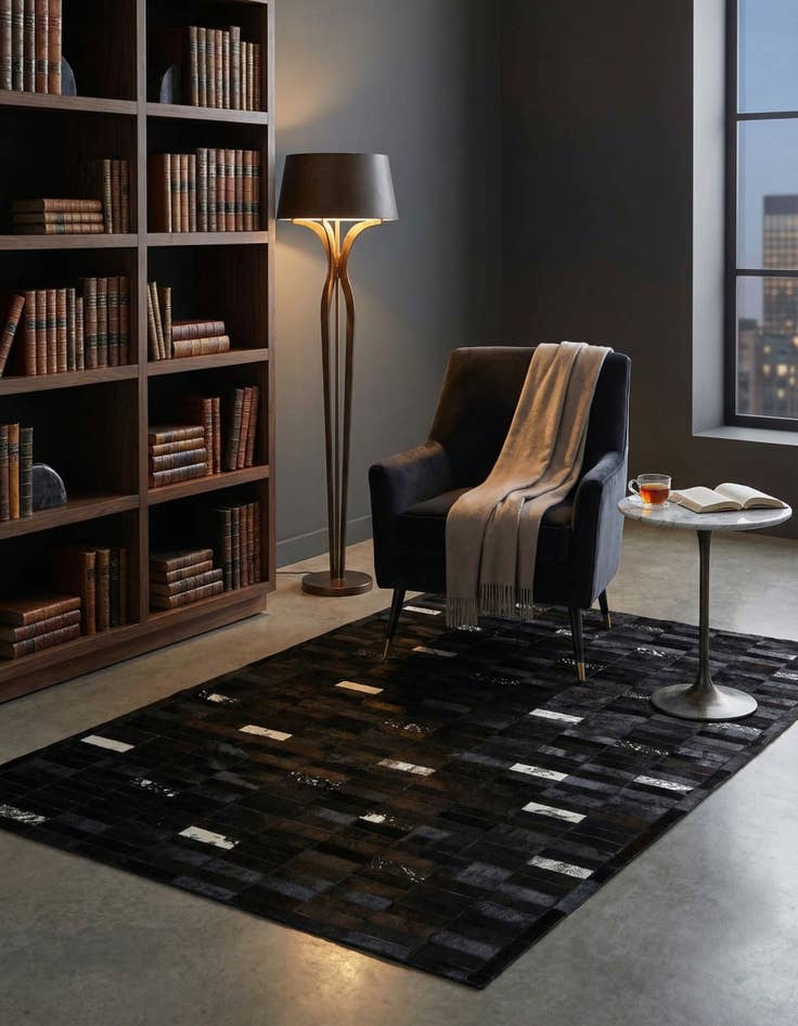 Detail image of  5' 3 x 8' 1 Cowhide - Patchwork Rug