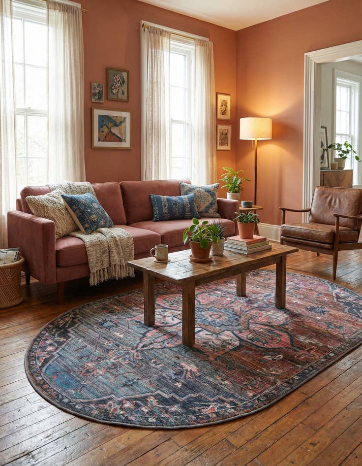 Detail image of  5' 3 x 8'  Washable Nostalgia Oval Rug