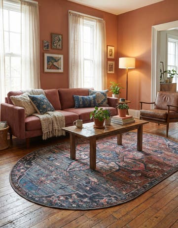 5' 3 x 8' Washable Nostalgia Oval Rug