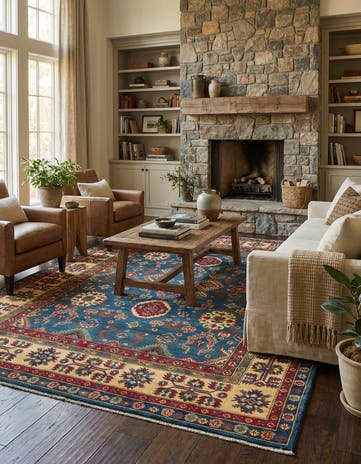 6' 7 x 9' 3 Hand Knotted Kazak Rug