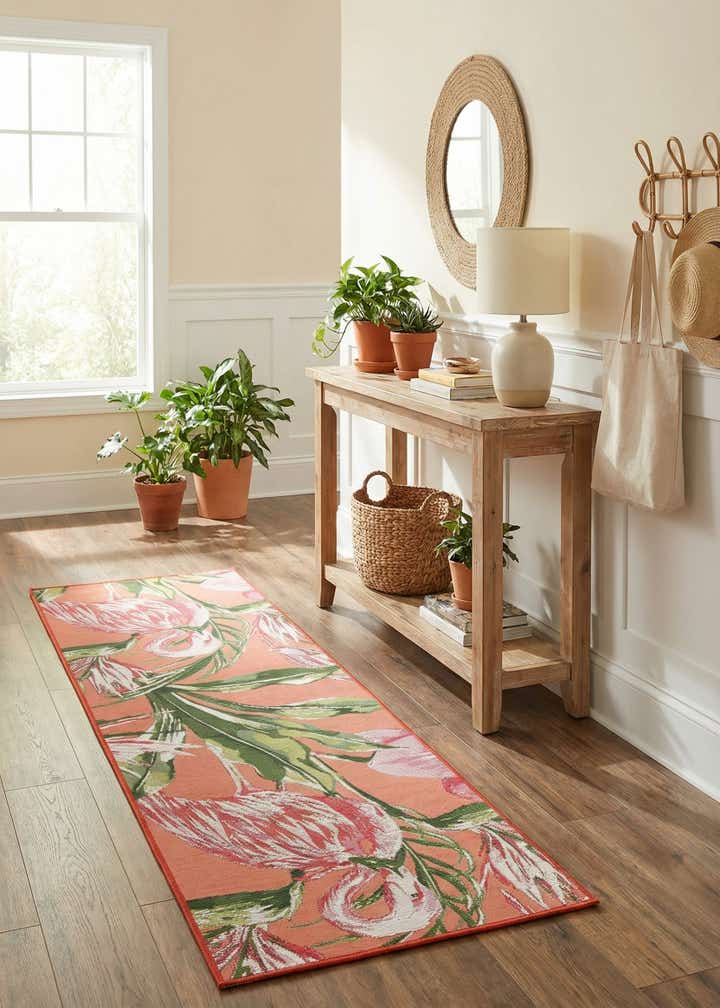 2' x 6' Easy-Clean Botanical Indoor / Outdoor Runner Rug