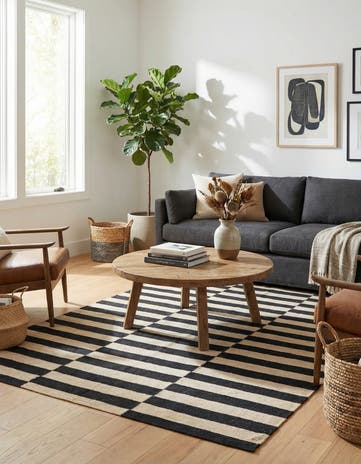 4' 3 x 5' 10 Hand Woven Kilim Modern Wool Rug