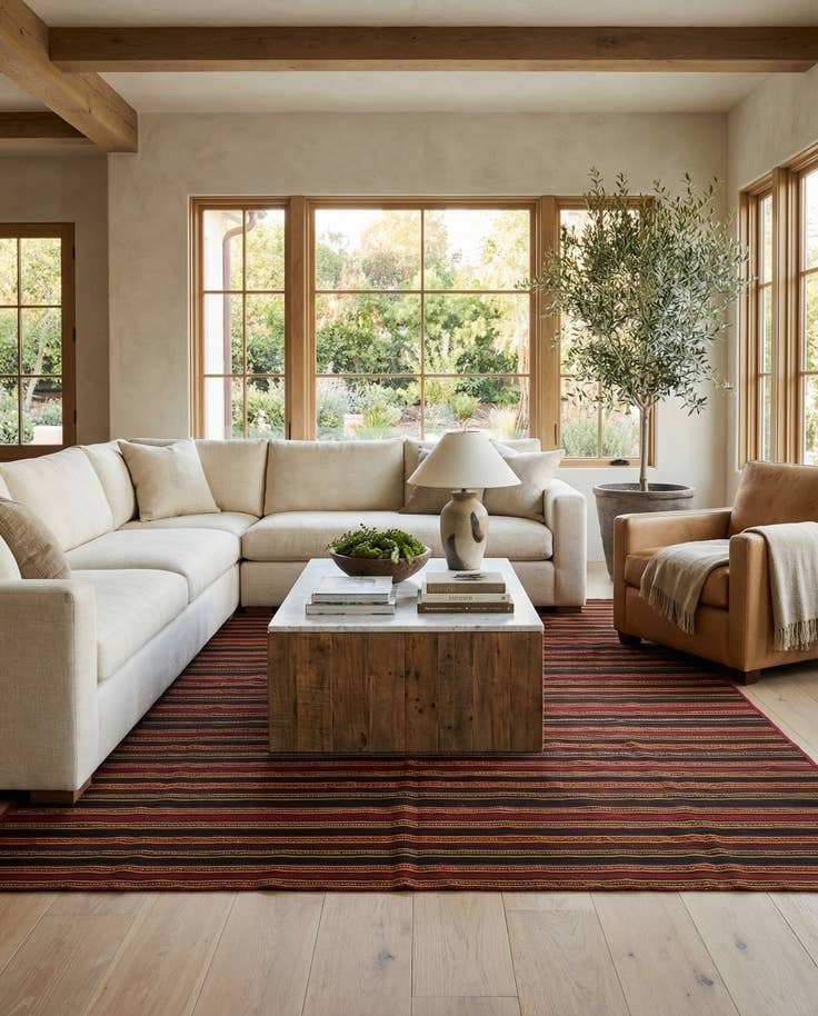 Detail image of 5' 9 x 10' 4 Hand Woven Kilim Modern Wool Rug