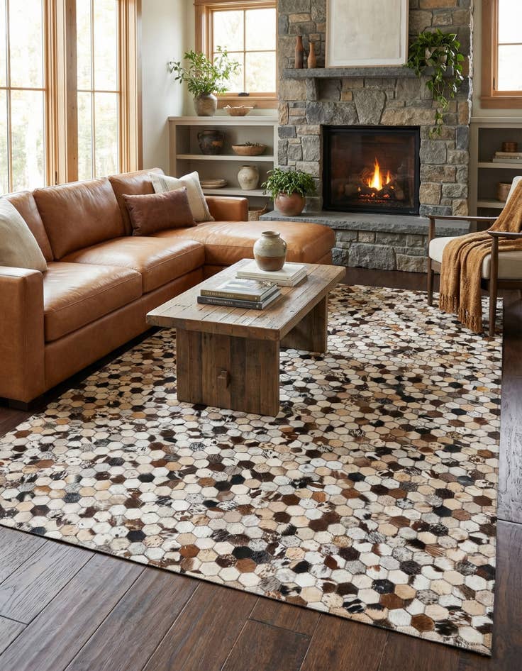 Detail image of 5' 1 x 8' 1 Cowhide Rug