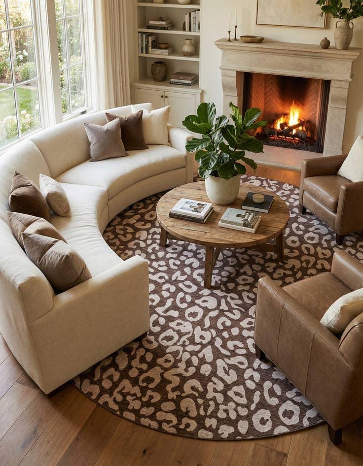 Detail image of 13' x 13'  Washable Safari Indoor / Outdoor Round Rug