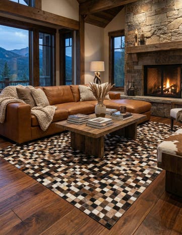 5' x 7' 10 Cowhide Leather Rug