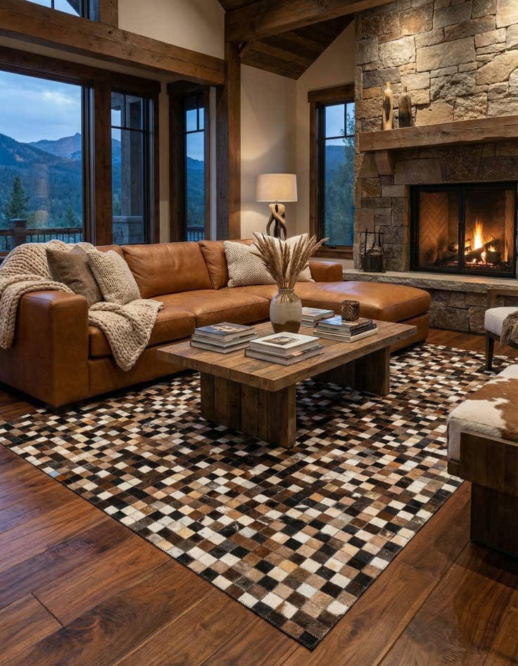 Detail image of  5' x 7' 10 Cowhide Leather Rug