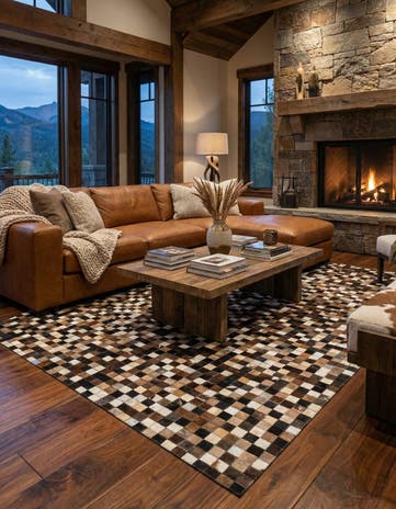 5' x 7' 10 Cowhide Leather Rug