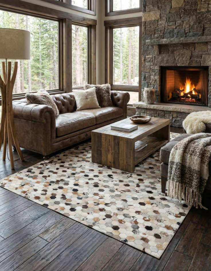 Detail image of  5' x 8' Cowhide Leather Rug