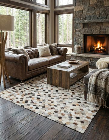 5' x 8' Cowhide Leather Rug