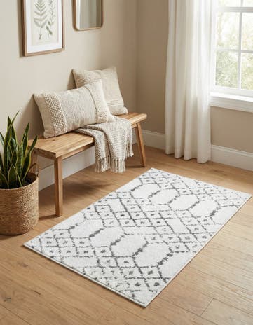 Ivory Black Paxon Trellis Rug
