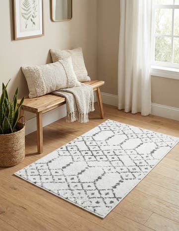 Ivory Black Paxon Trellis Rug