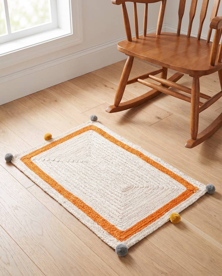 Detail image of 2' x 3' 1 Hand Braided Kids Braided Jute Rug