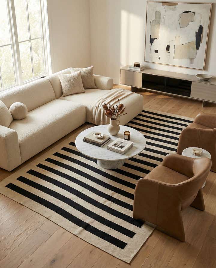 5' 7 x 7' 9 Hand Woven Kilim Modern Wool Rug