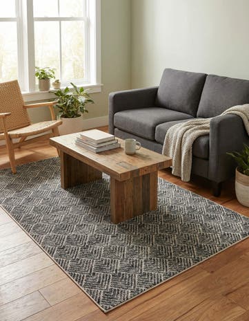 Charcoal Ivory Eco Trellis Rug