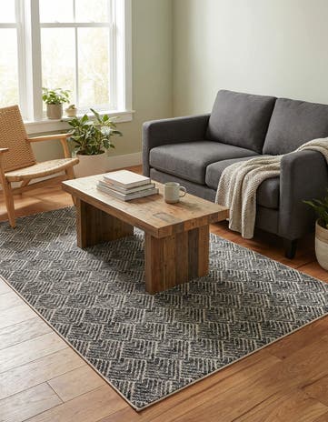 Charcoal Ivory Eco Trellis Rug