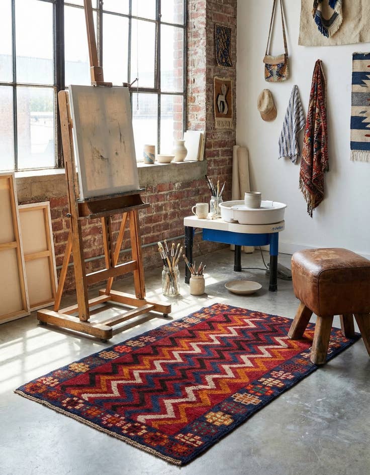 Detail image of 2' 10 x 4' 10  Hand Knotted Balouch Persian Wool Rug