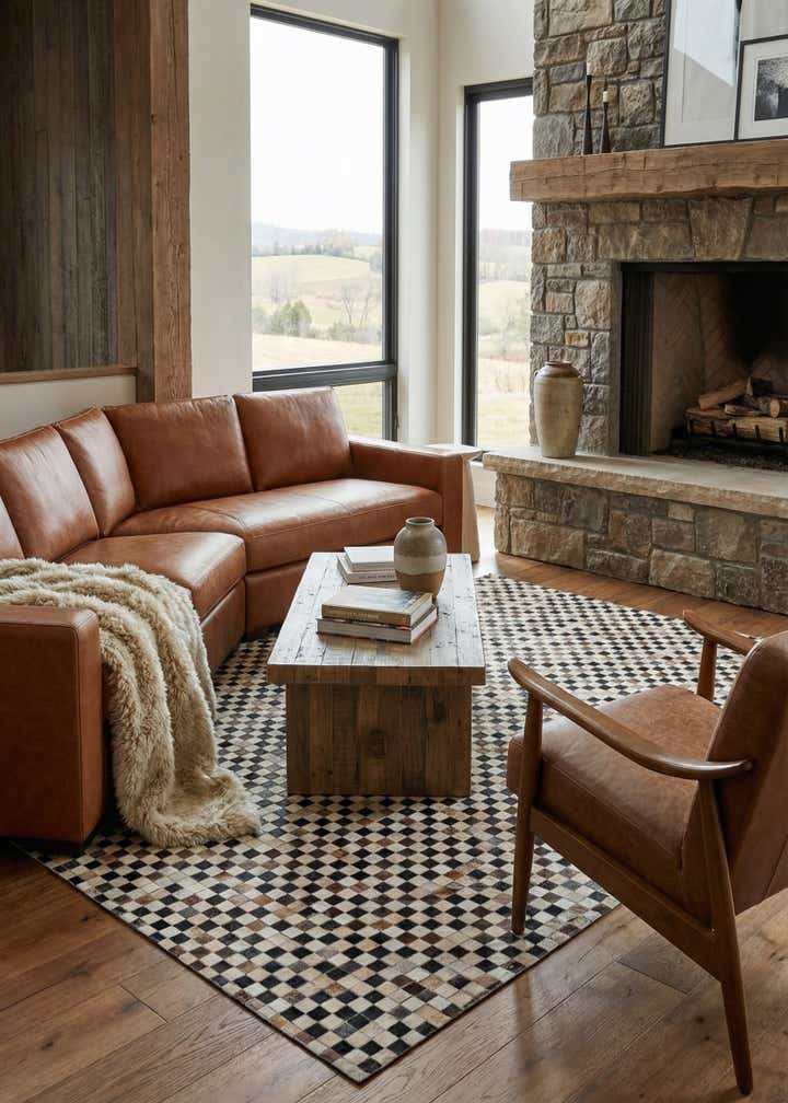 5' x 7' 10 Cowhide Leather Rug