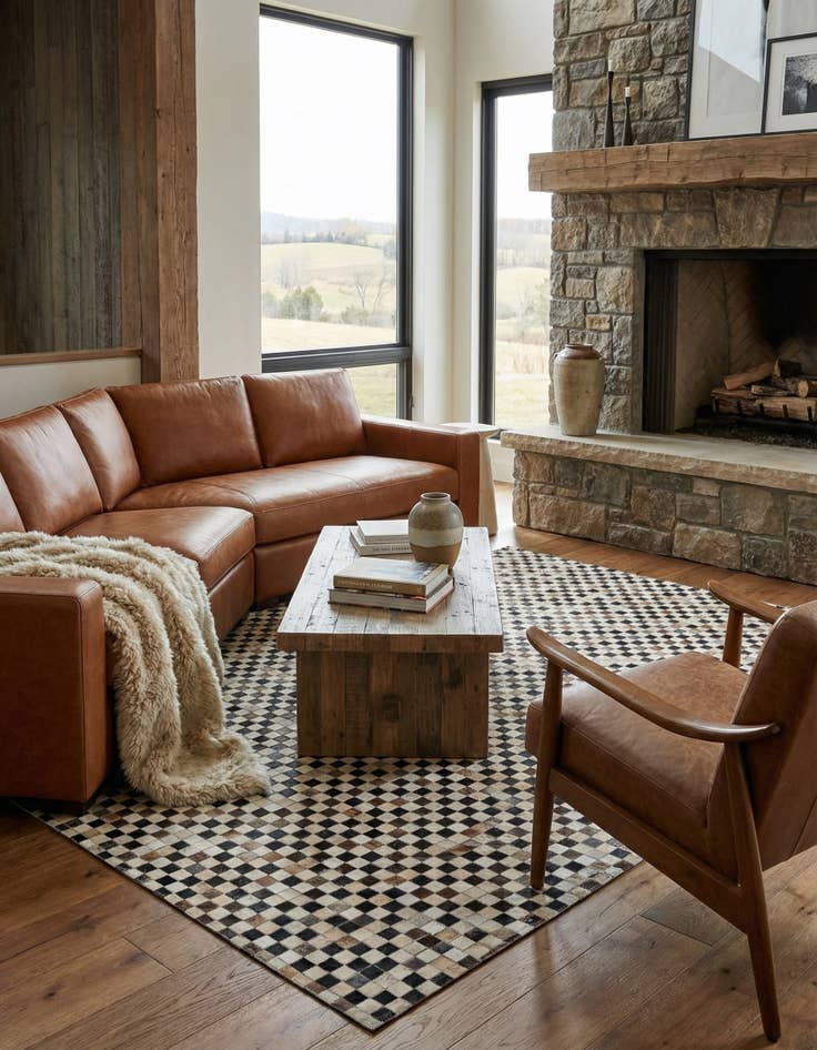 Detail image of 5' x 7' 10 Cowhide Leather Rug