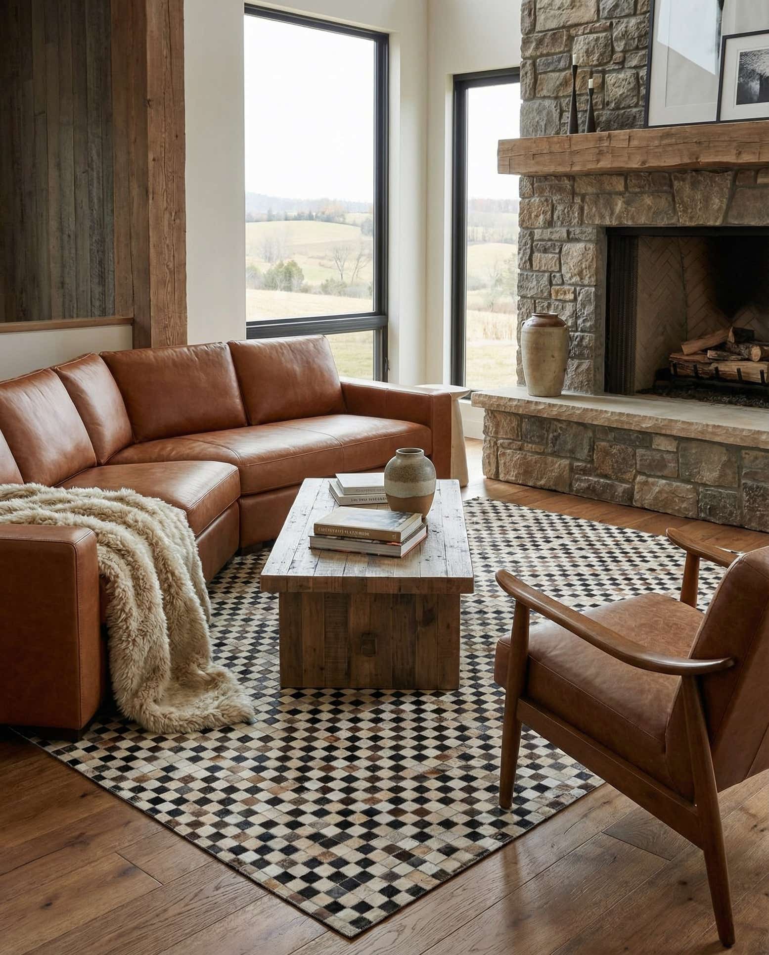 5' x 7' 10 Cowhide Leather Rug
