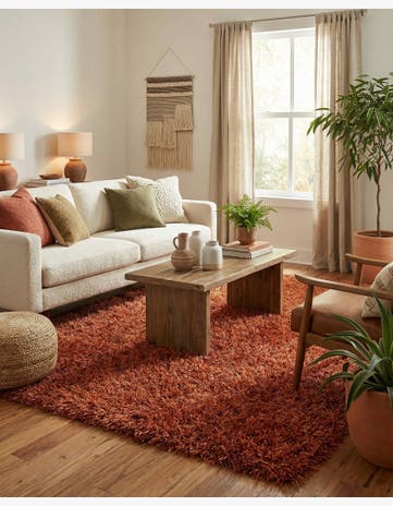 5' x 6' 7 Hand Knotted Solid Shag Oriental Rug