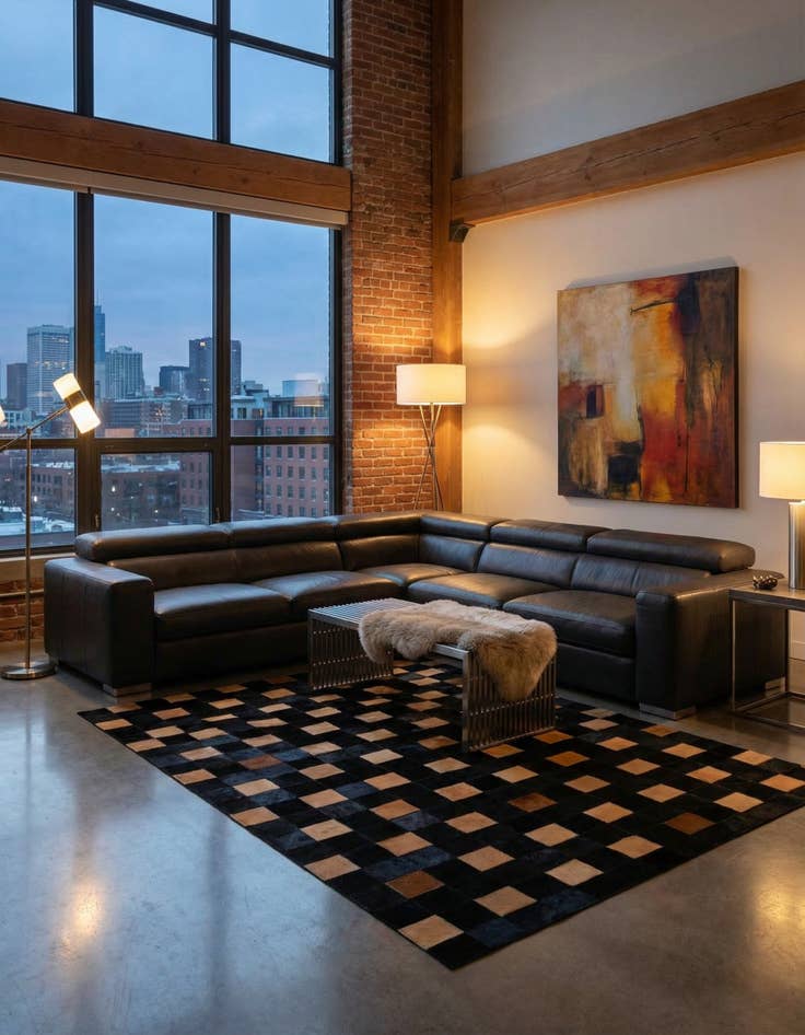 Detail image of  5' x 7' 11 Cowhide - Patchwork Rug