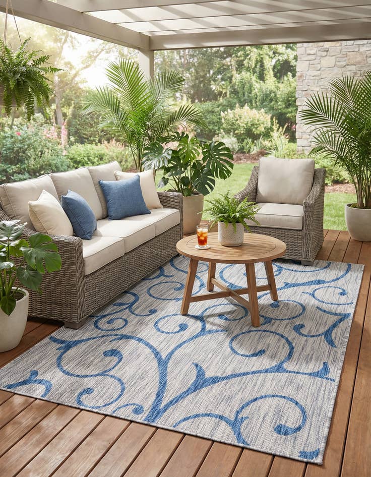 Detail image of 6' x 9'  Washable Botanical Indoor / Outdoor Rug