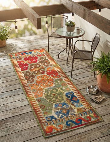 Easy-Clean Southwestern Indoor / Outdoor Runner Rug