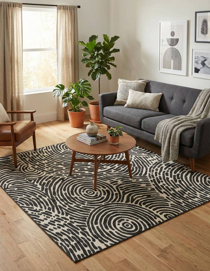 Detail image of 7' 10 x 7' 10 Easy-Clean Modern Indoor / Outdoor Square Rug
