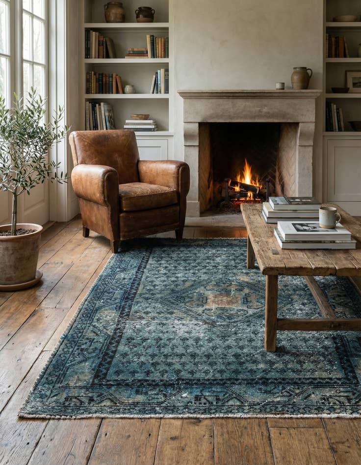 Detail image of 3' 5 x 4' 10  Hand Knotted Ultra Vintage Persian Wool Rug