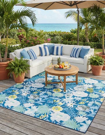 10' x 10' Easy-Clean Jill Zarin Caribbean Indoor / Outdoor Square Rug