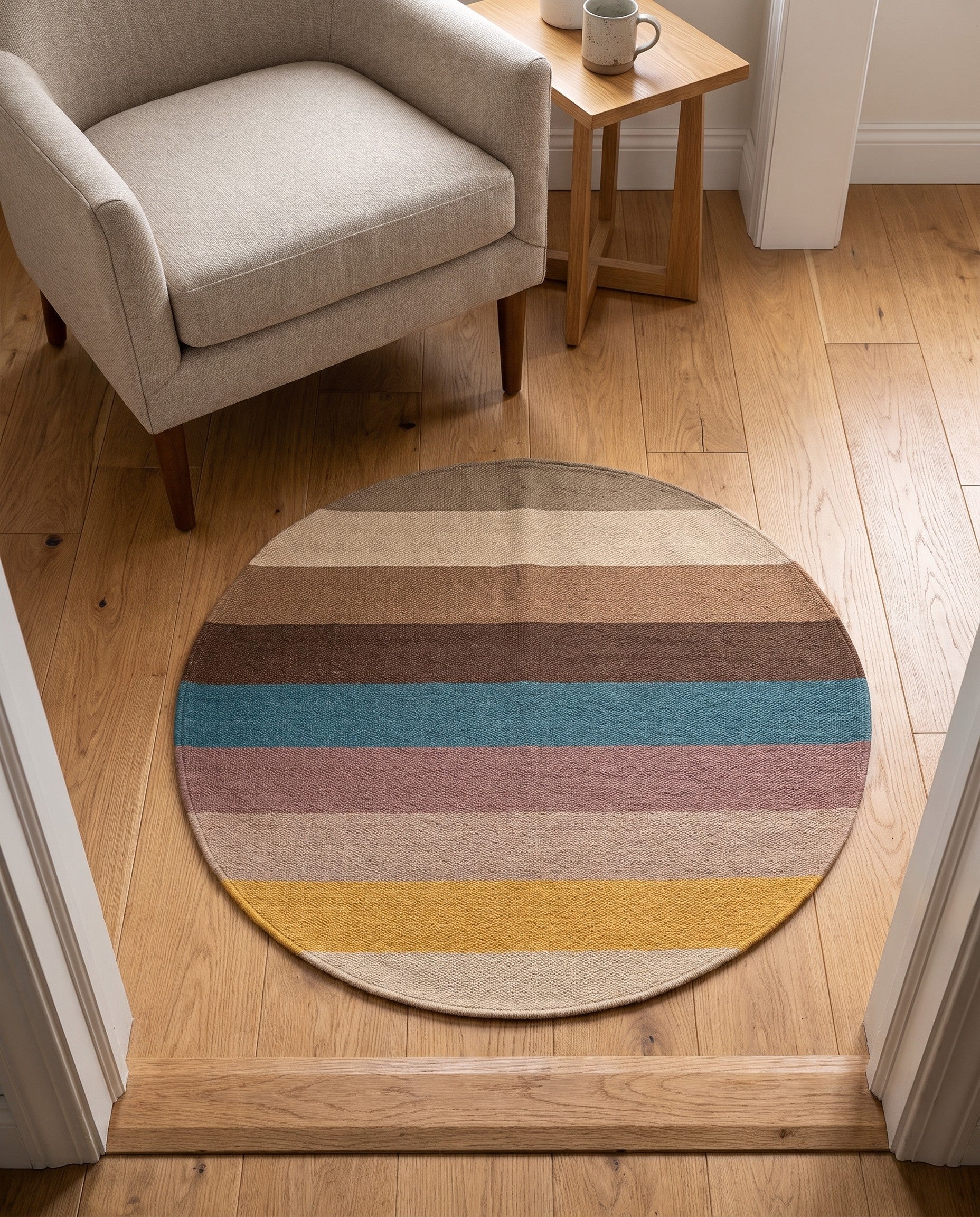 2' 3 x 2' 5 Hand Woven Pillow Wool Round Rug