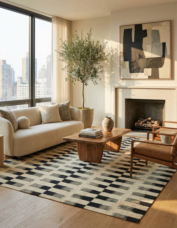 Detail image of 6' 2 x 7' 10  Hand Woven Kilim Modern Wool Rug