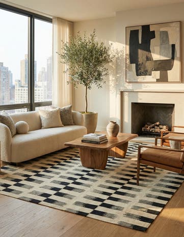 6' 2 x 7' 10 Hand Woven Kilim Modern Wool Rug