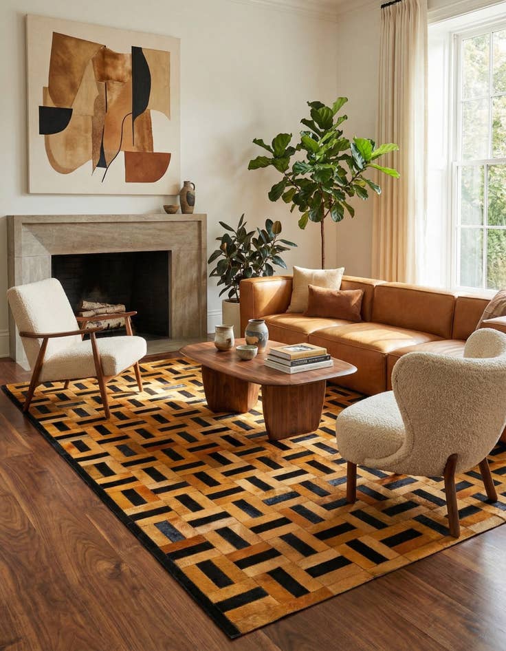 Detail image of 5' 2 x 8' 1 Cowhide - Patchwork Rug