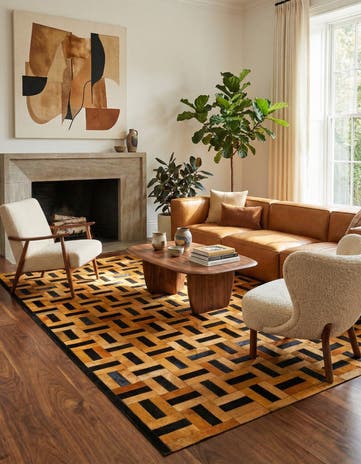 5' 2 x 8' 1 Cowhide - Patchwork Rug