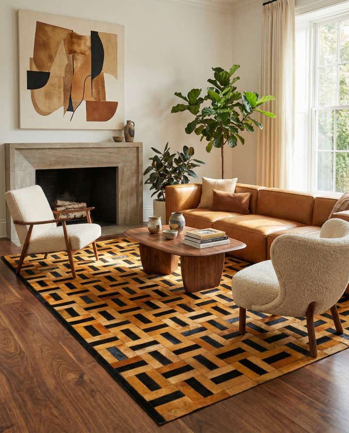 5' 2 x 8' 1 Cowhide - Patchwork Rug