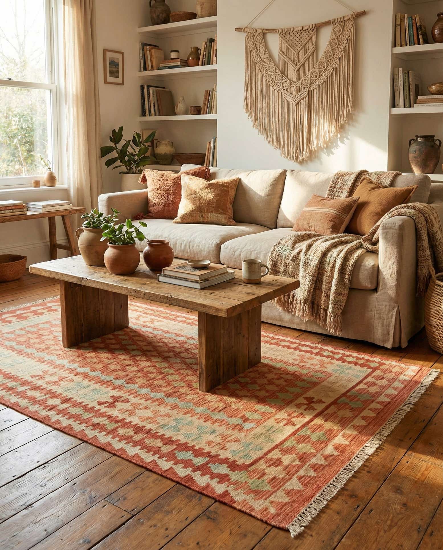 3' 3 x 5' Hand Woven Kilim Waziri Wool Rug
