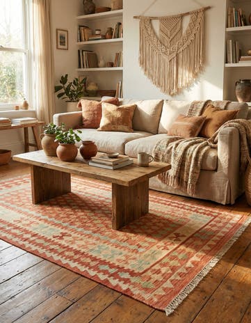 3' 3 x 5' Hand Woven Kilim Waziri Wool Rug