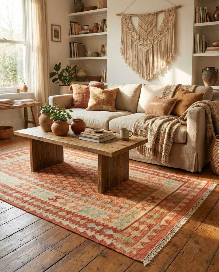 3' 3 x 5' Hand Woven Kilim Waziri Wool Rug