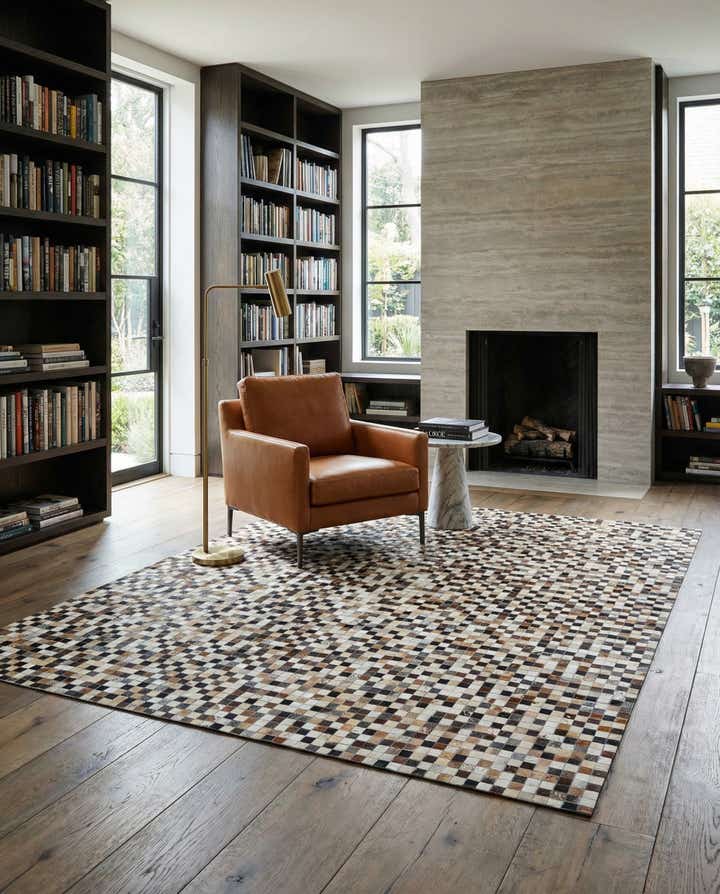 8' 1 x 9' 9 Cowhide Leather Rug