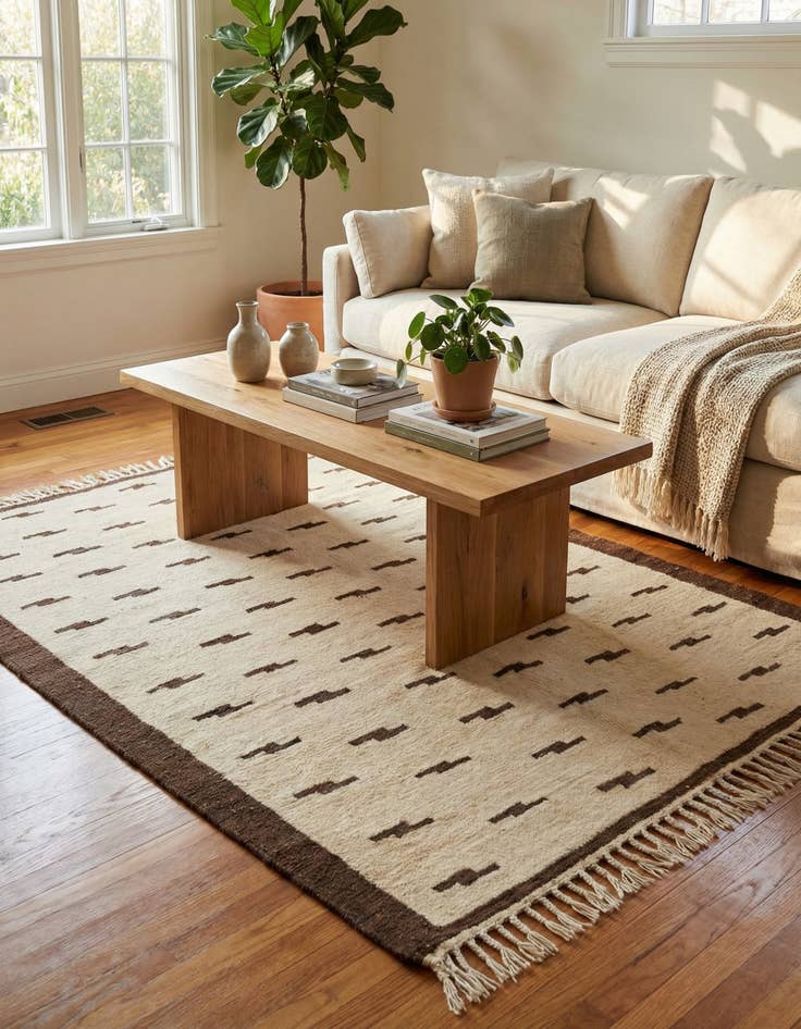 Detail image of 4' 9 x 5' 7  Hand Knotted Moroccan Wool Square Rug